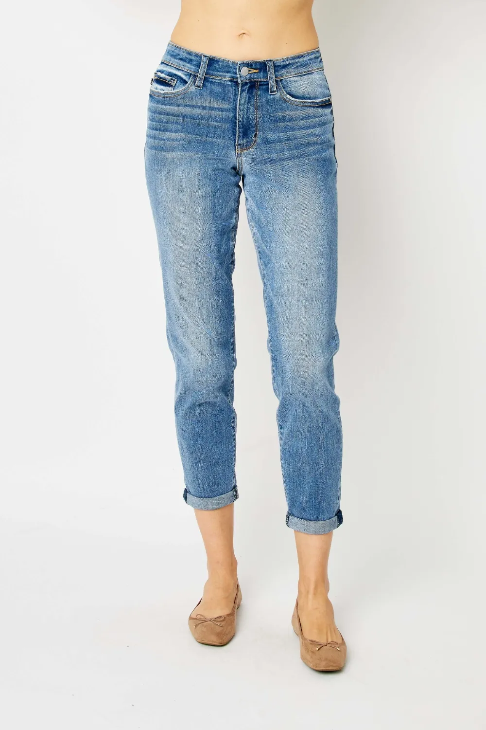 Full Size Cuffed Hem Slim Jeans, image 5