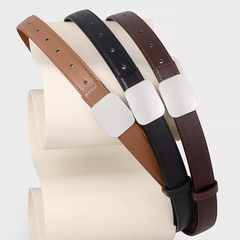 Square Buckle Leather Belt, image 2