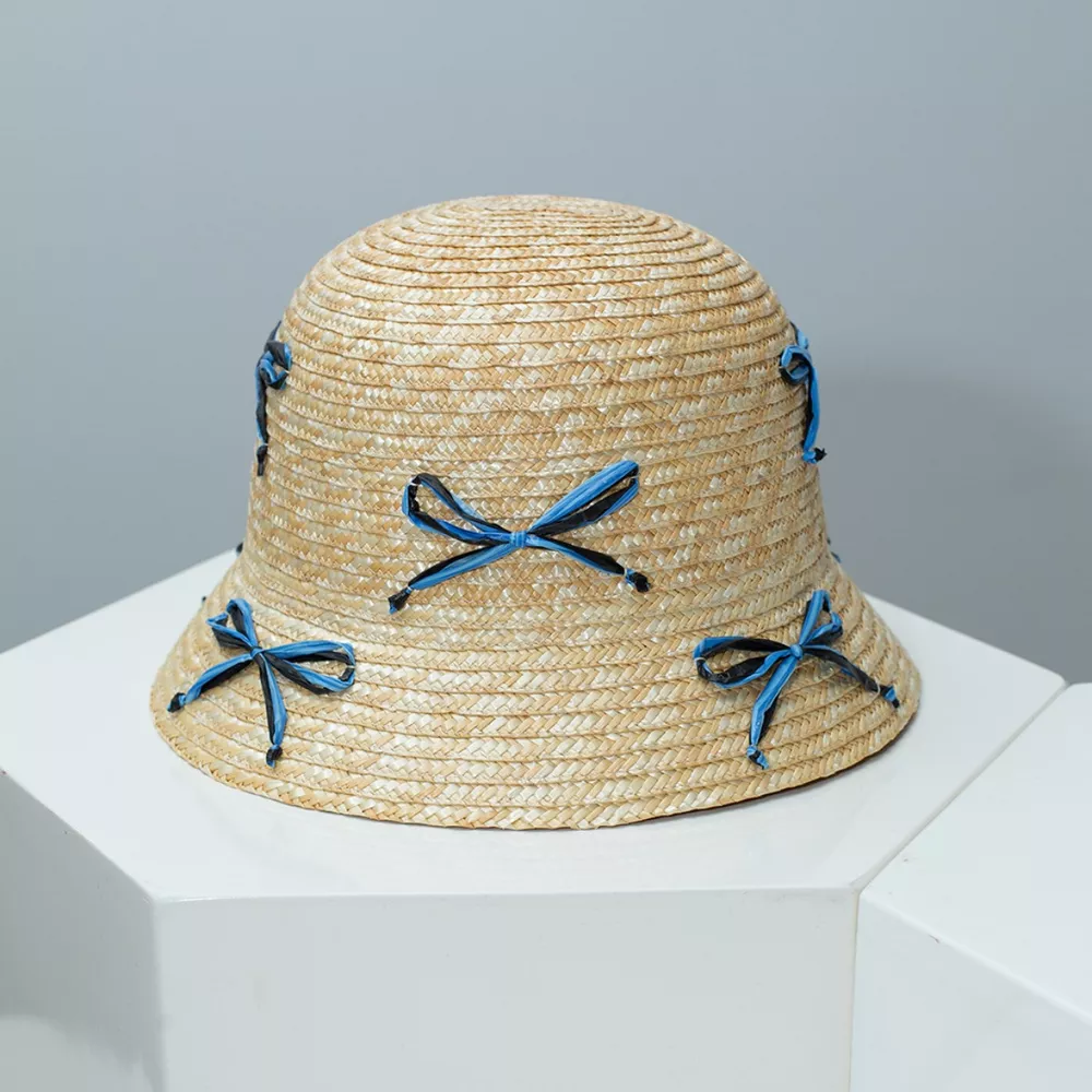 Bowknot Decor Straw Bucket Hat, image 4