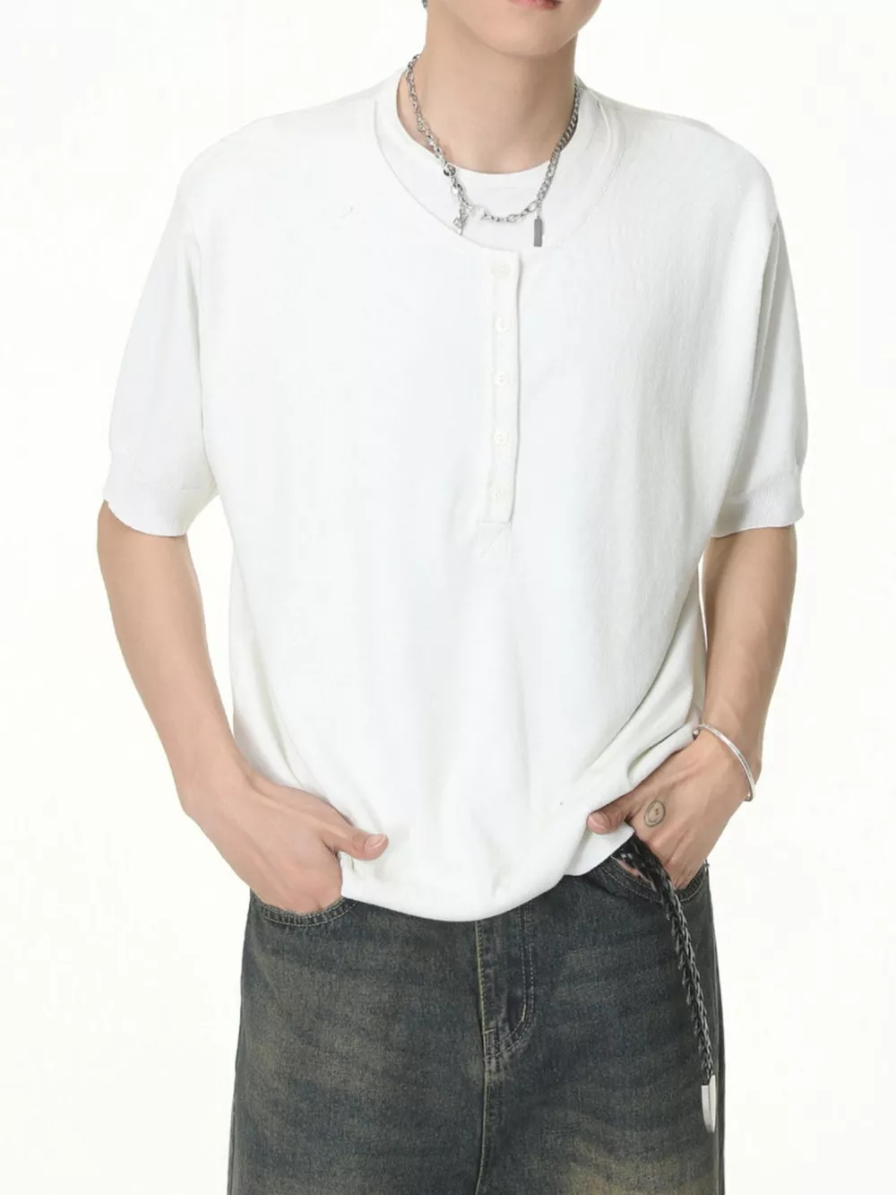 Men's Henley T-Shirt with Button Detail, image 11