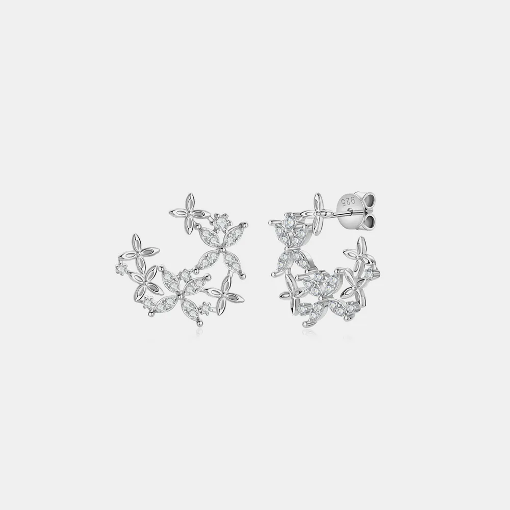 925 Sterling Silver Moissanite Lucky Clover Earrings, image 3
