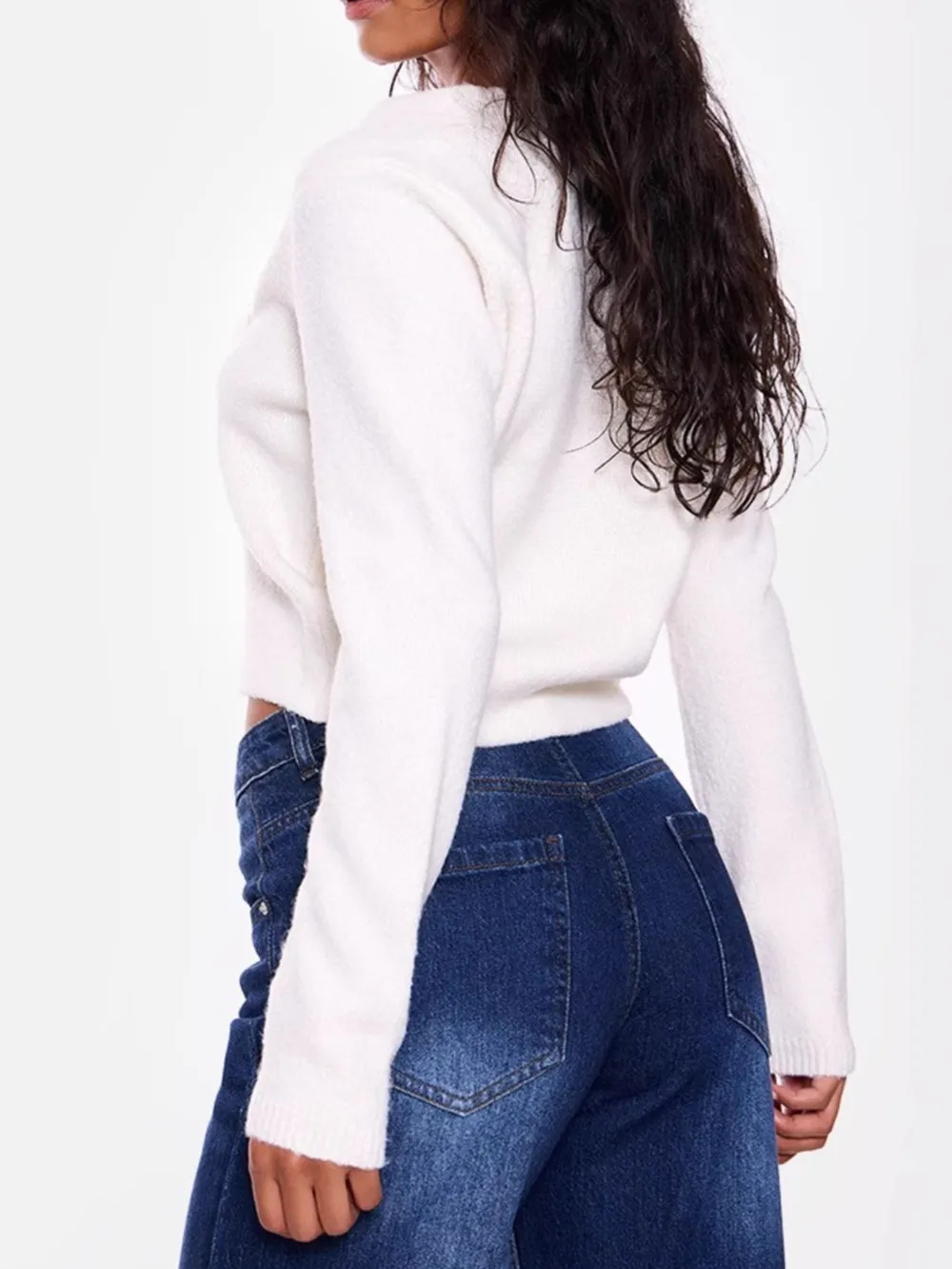 Cropped V-Neck Button-Up Cardigan, image 6