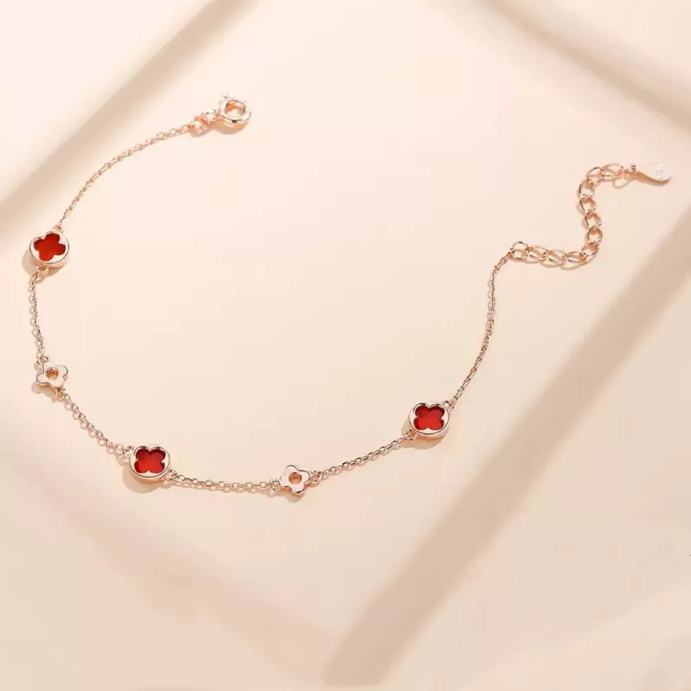 925 Sterling Silver Four Leaf Clover Bracelet, image 4
