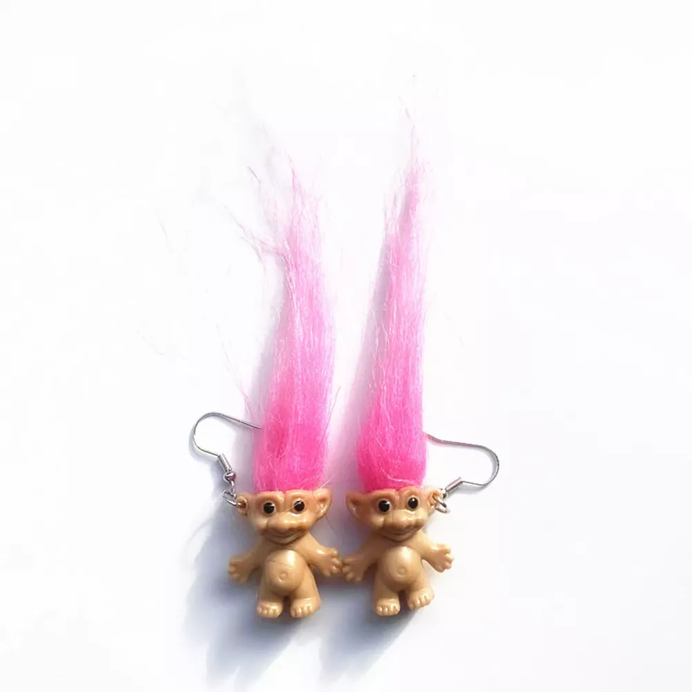Whimsical Troll Doll Dangle Earrings, image 4