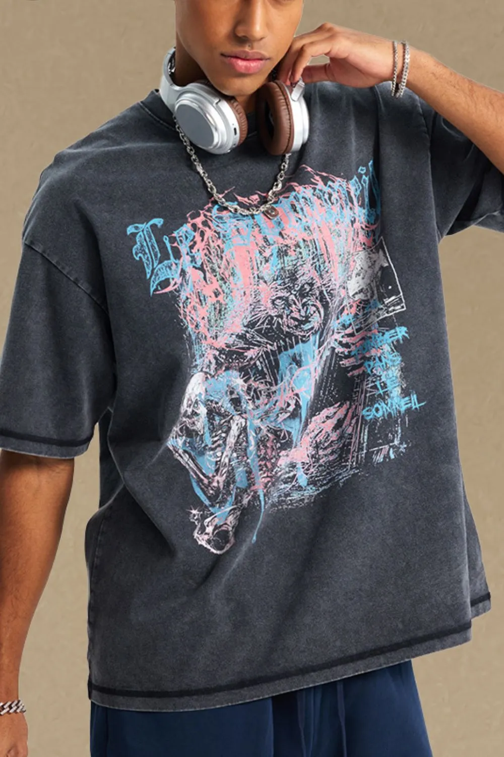 Men's Graphic Round Neck Half Sleeve T-Shirt, image 4