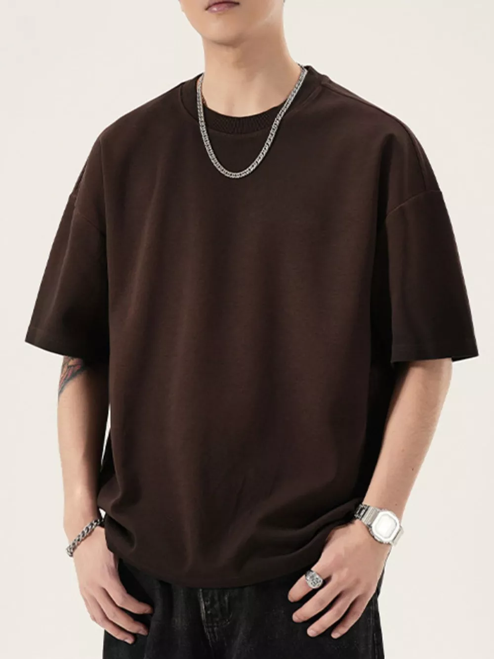 Men's Full Size Oversized Round Neck T-Shirt Plus Size, image 5