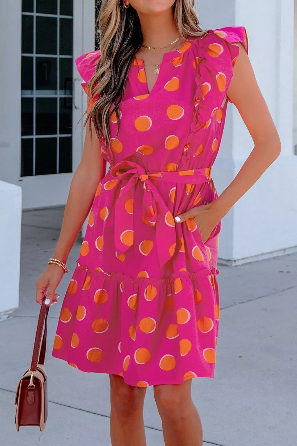 Ruffle Sleeve Polka Dot Mini Dress, image 6