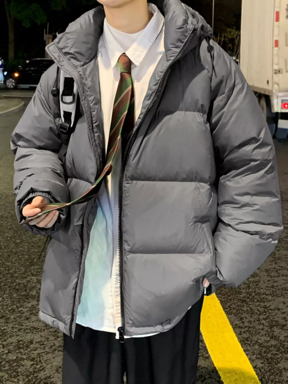Men's Full Size Zip Up Warm Padded Hooded Puffer Jacket Plus Size, image 3