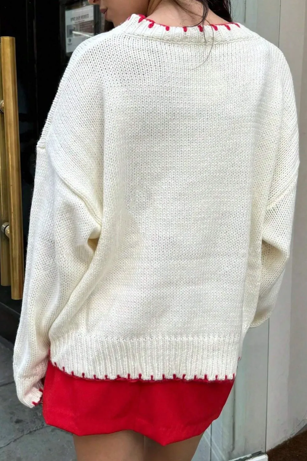 Bow Graphic Round Neck Long Sleeve Sweater, image 8