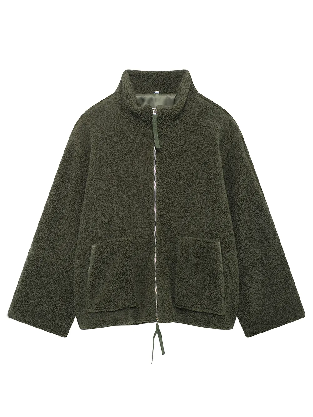 Turtleneck Zip Up Long Sleeve Plush Jacket, image 5