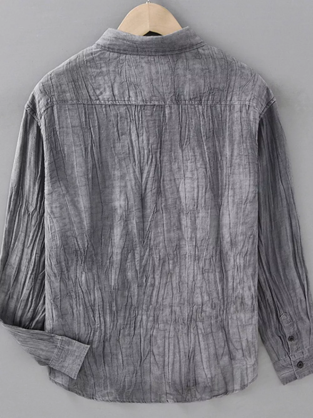 Men's Plus Size Button Detail Long Sleeve Blouse, image 5