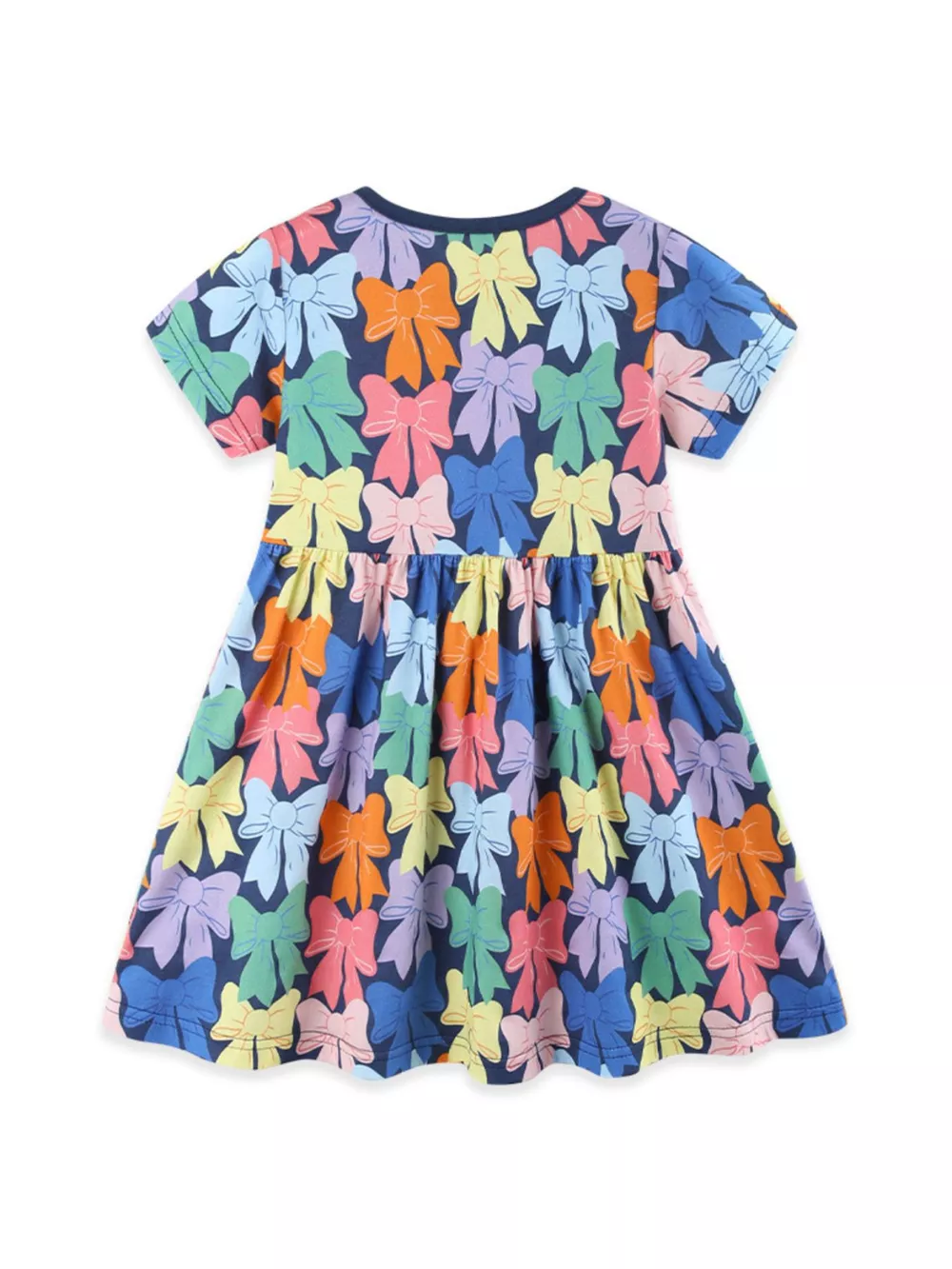 Children's Colorful Bow-Print Casual Dress, image 5