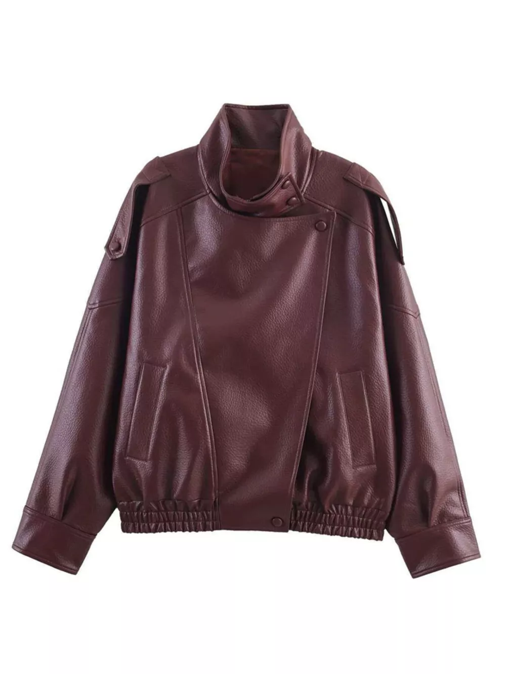 Asymmetrical Faux Leather Moto Jacket, image 11