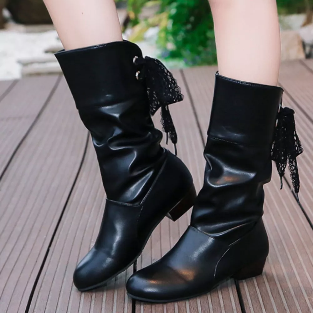 Round Toe Block Heels Boots, image 10