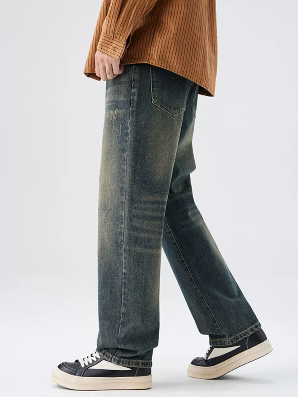 Men's Washed Wide Leg Jeans, image 5
