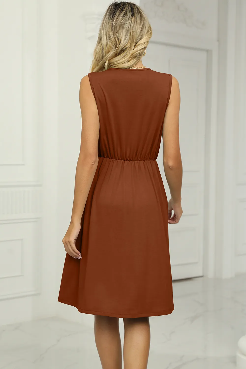 Pocketed V-Neck Wide Strap Dress, image 24