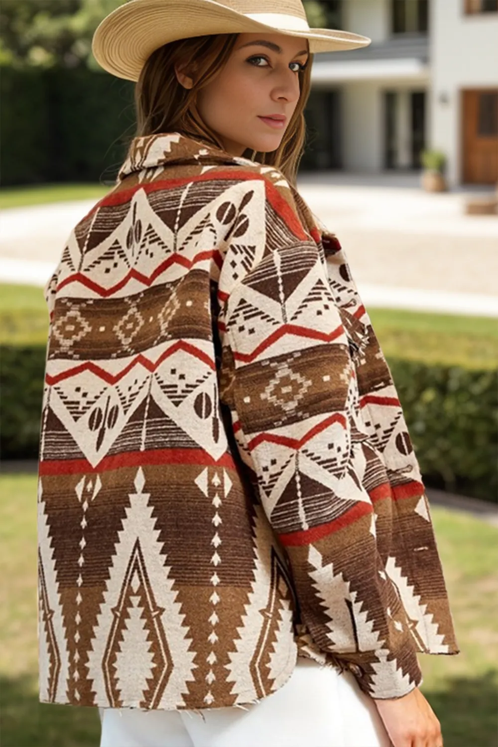 Geometric Button Up Long Sleeve Jacket, image 6
