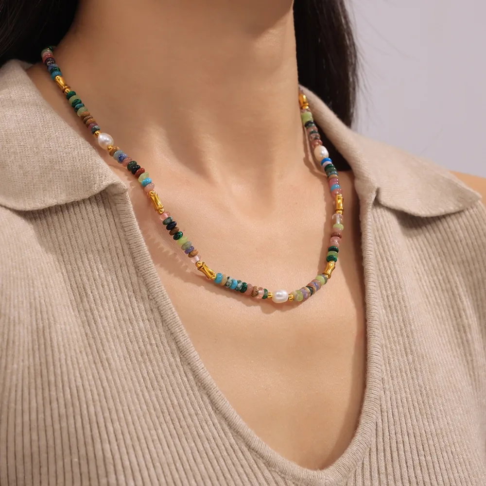 Bohemian Natural Stone Pearl Beaded Jewelry Set, image 2