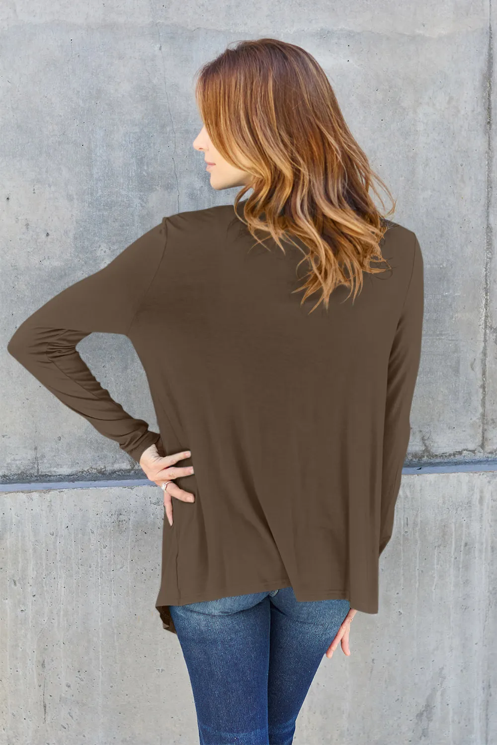 Full Size Open Front Long Sleeve Cardigan, image 10
