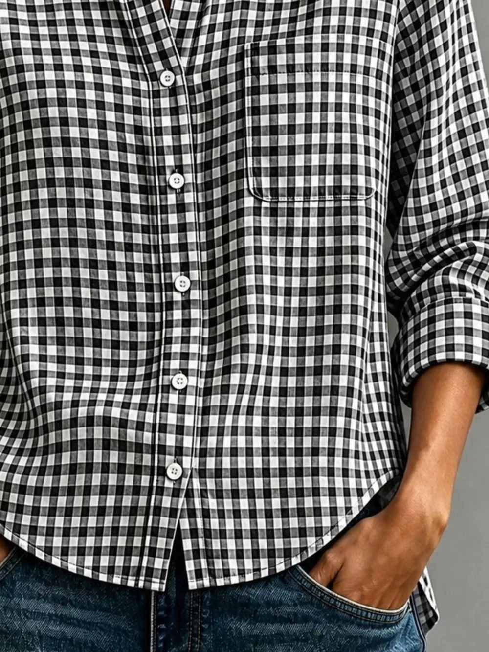 Gingham Button-Down Long Sleeve Shirt, image 9