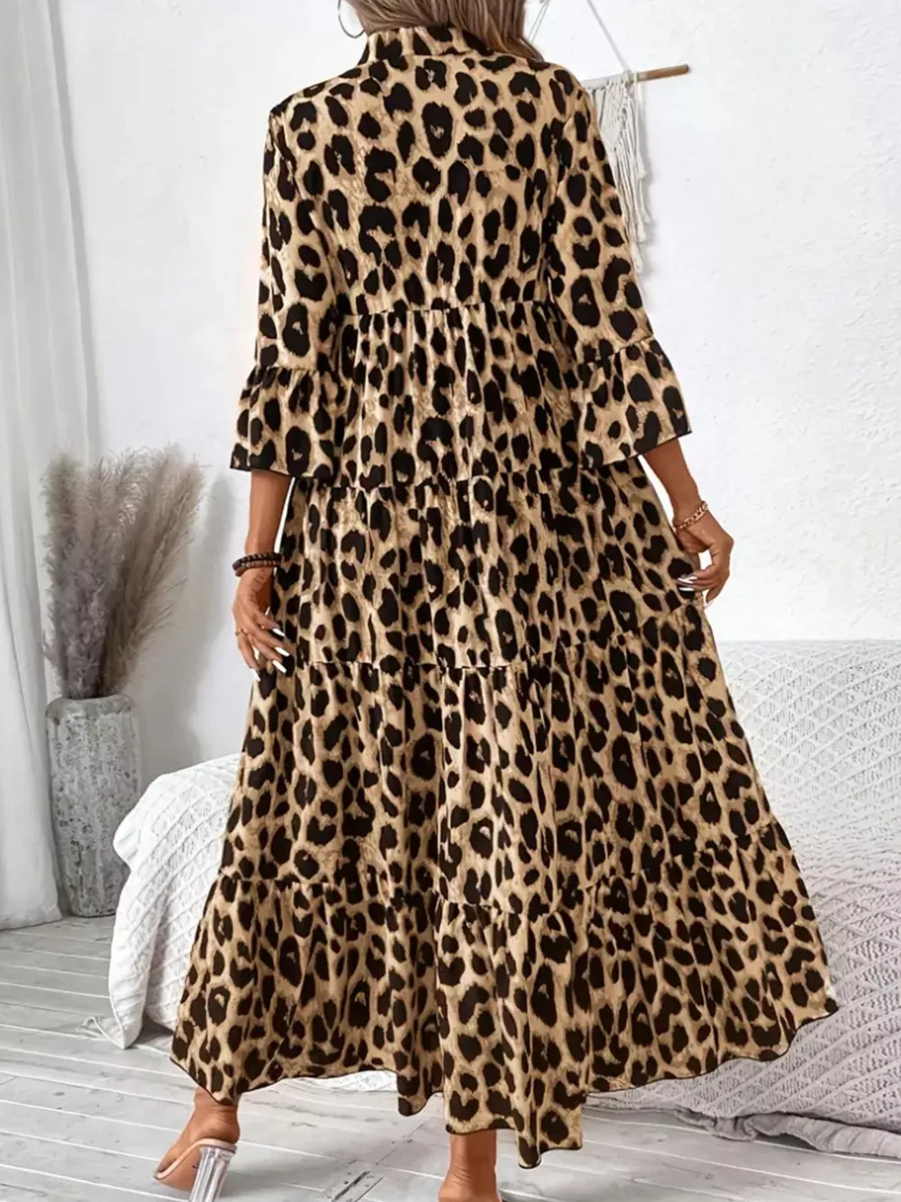 Leopard 3/4 Sleeve Midi Dress, image 7