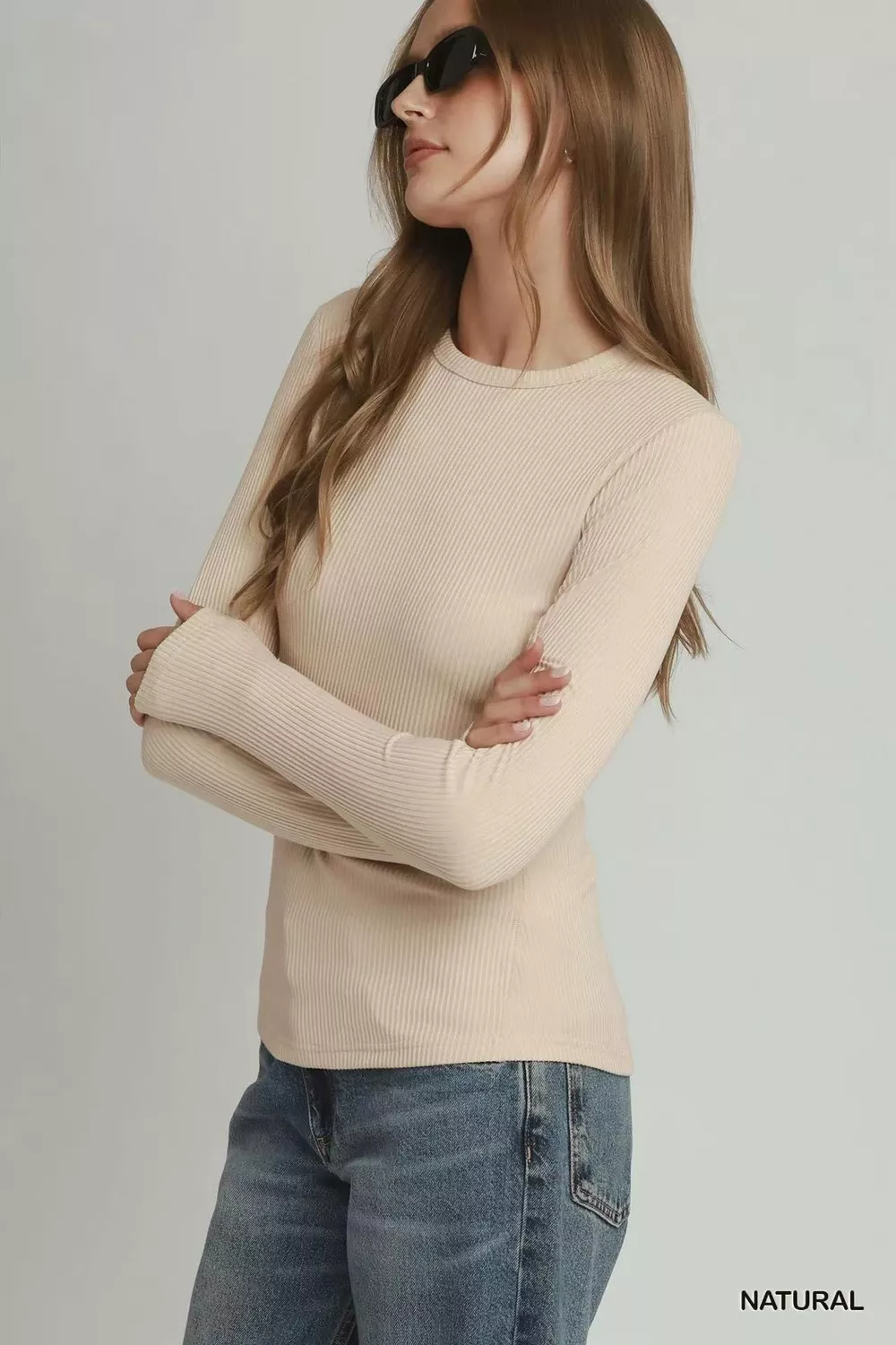 Brushed Rib Long Sleeve Top, image 2