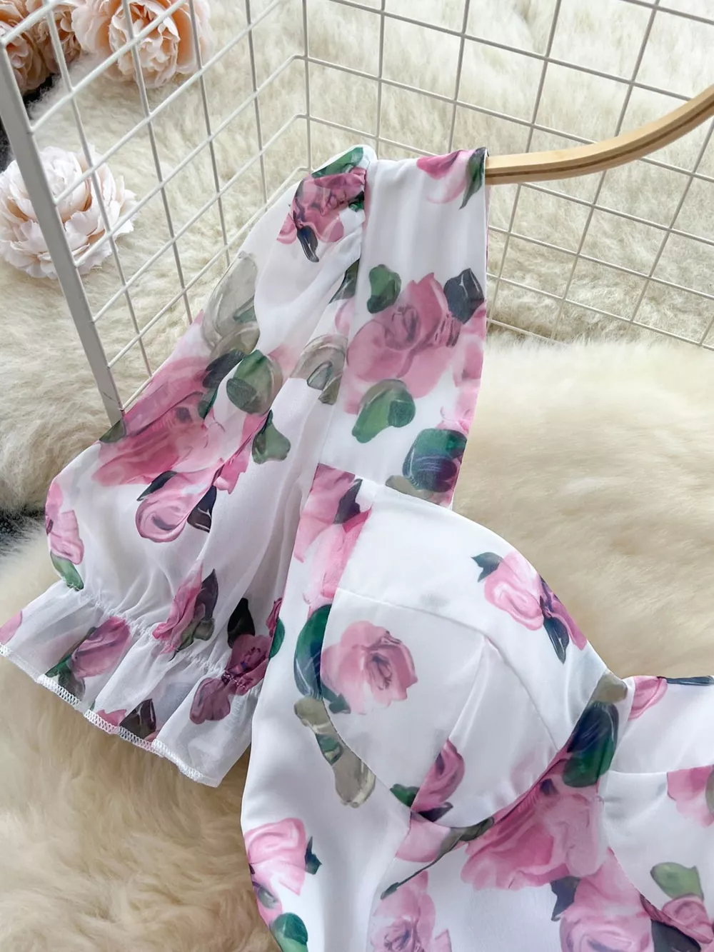Floral Print Ruffle Hem Midi Dress, image 4
