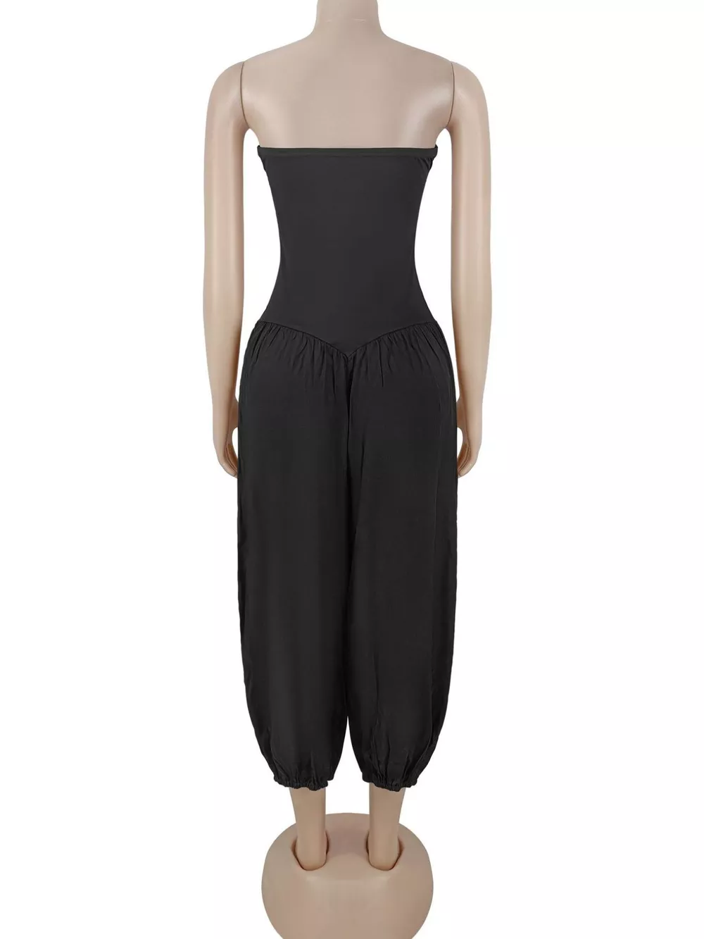 Strapless Ruched Wide-Leg Jumpsuit, image 11