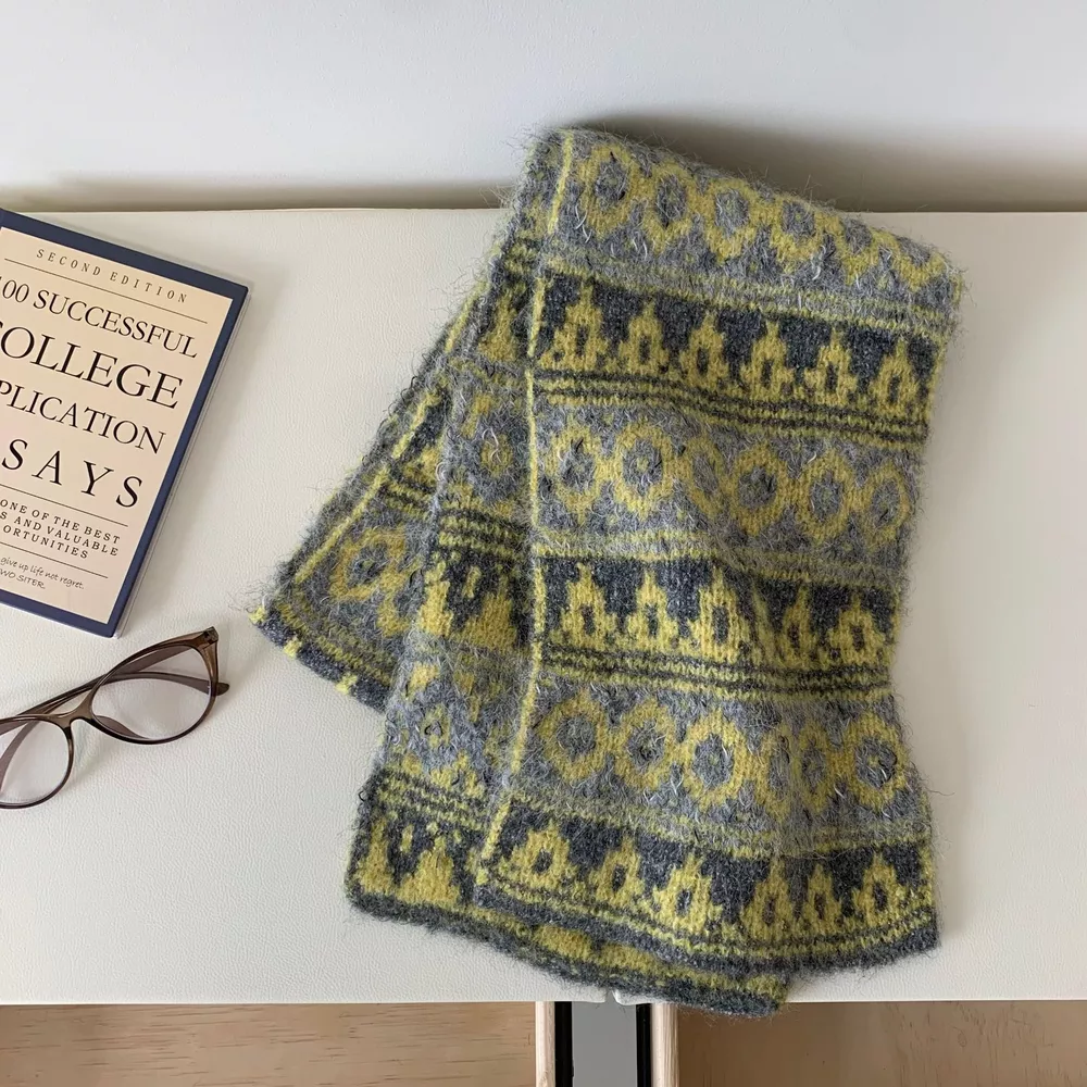 Vintage Knitted Pattern Warm Scarf, image 5