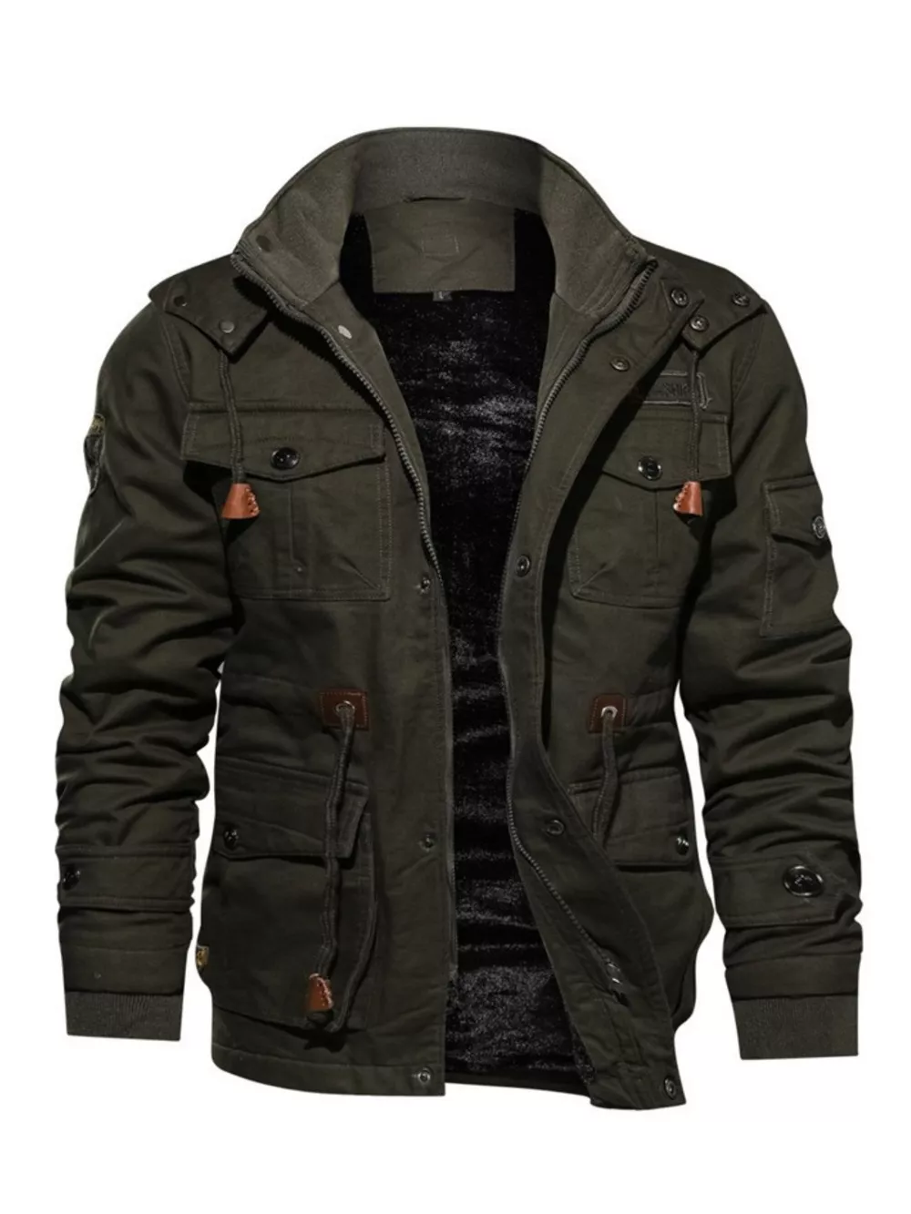 Men's Plus Size Zip Up Warm Winter Coat, image 2
