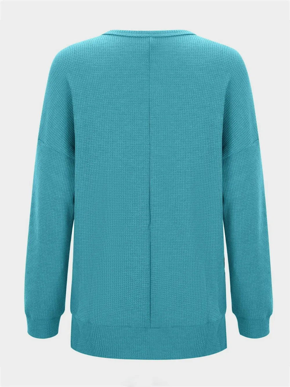 Side Slit Round Neck Long Sleeve T-Shirt, image 9