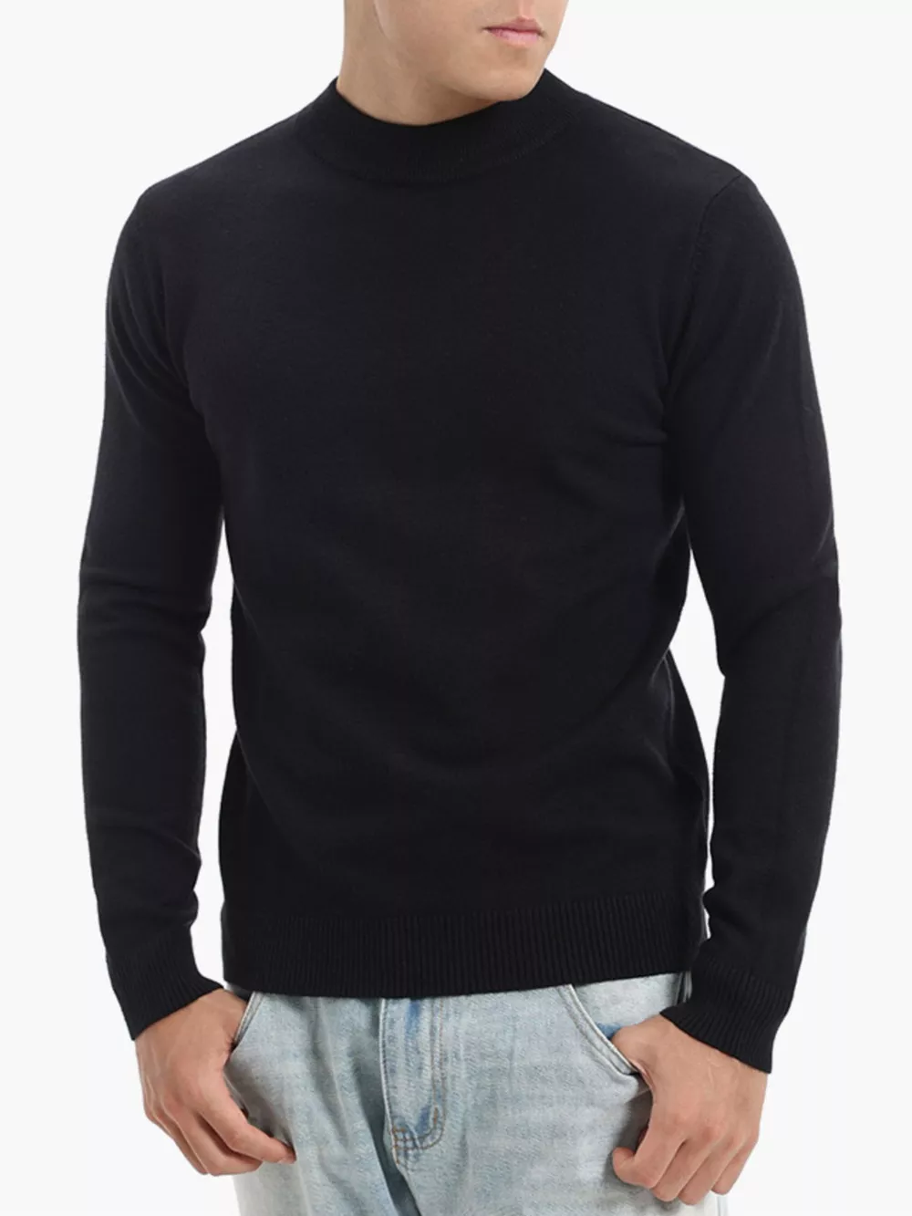 Men's Plus Size Slim-Fit Mock Neck Knit Top, image 6