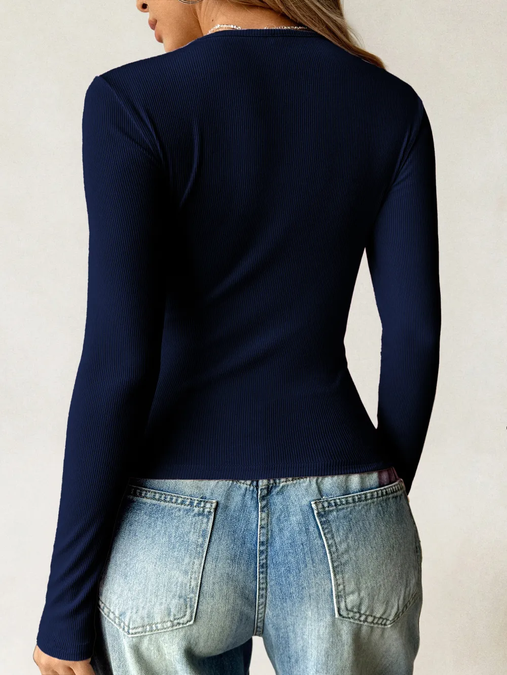 Ribbed Knit Long Sleeve T-Shirt, image 11