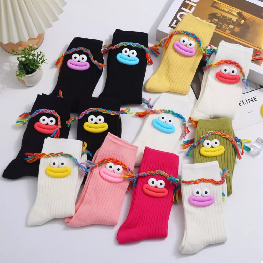 Cartoon Ribbed Knit Crew Socks, image 2