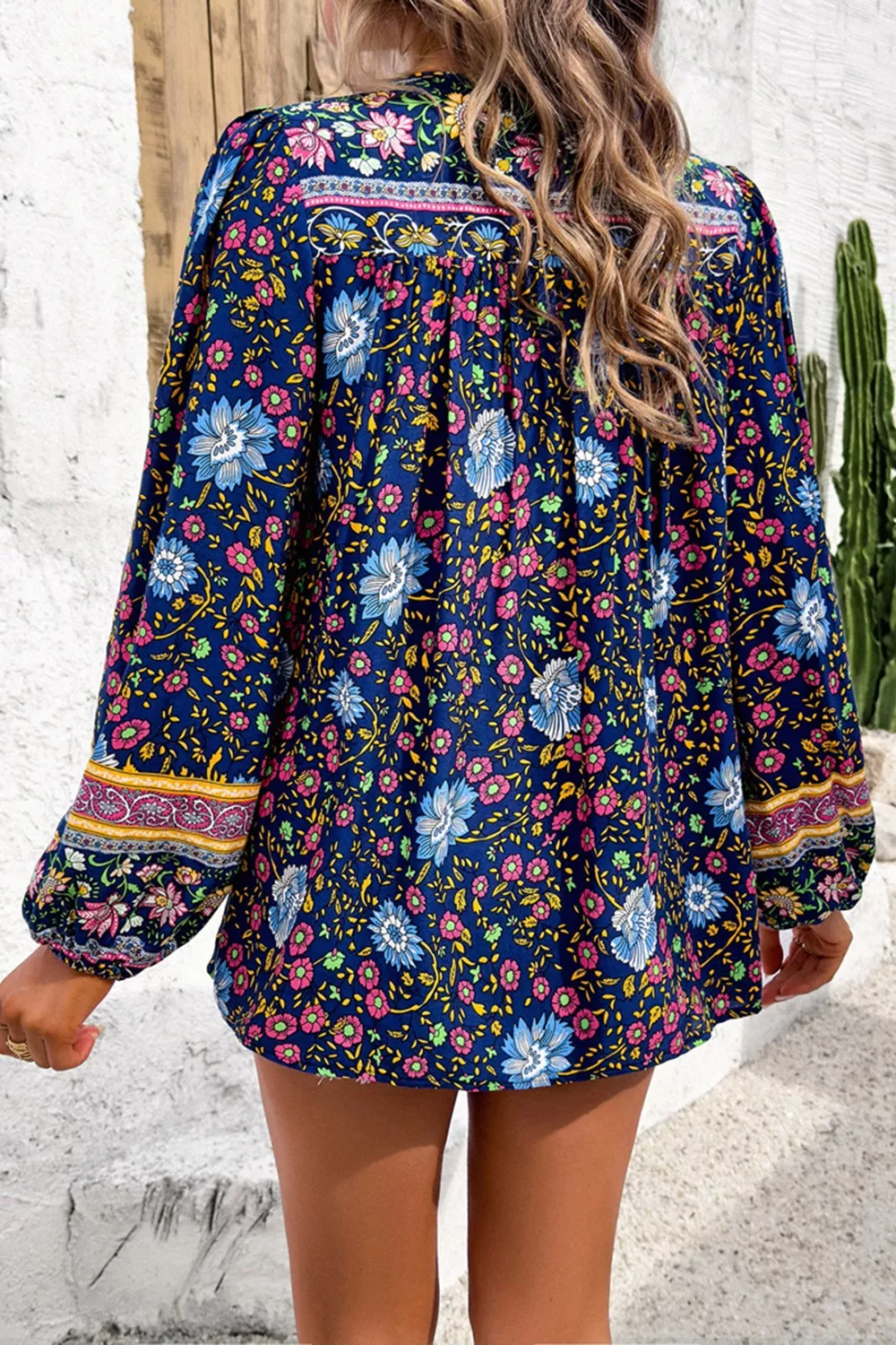 Floral Print Tie Neck Blouse, image 4