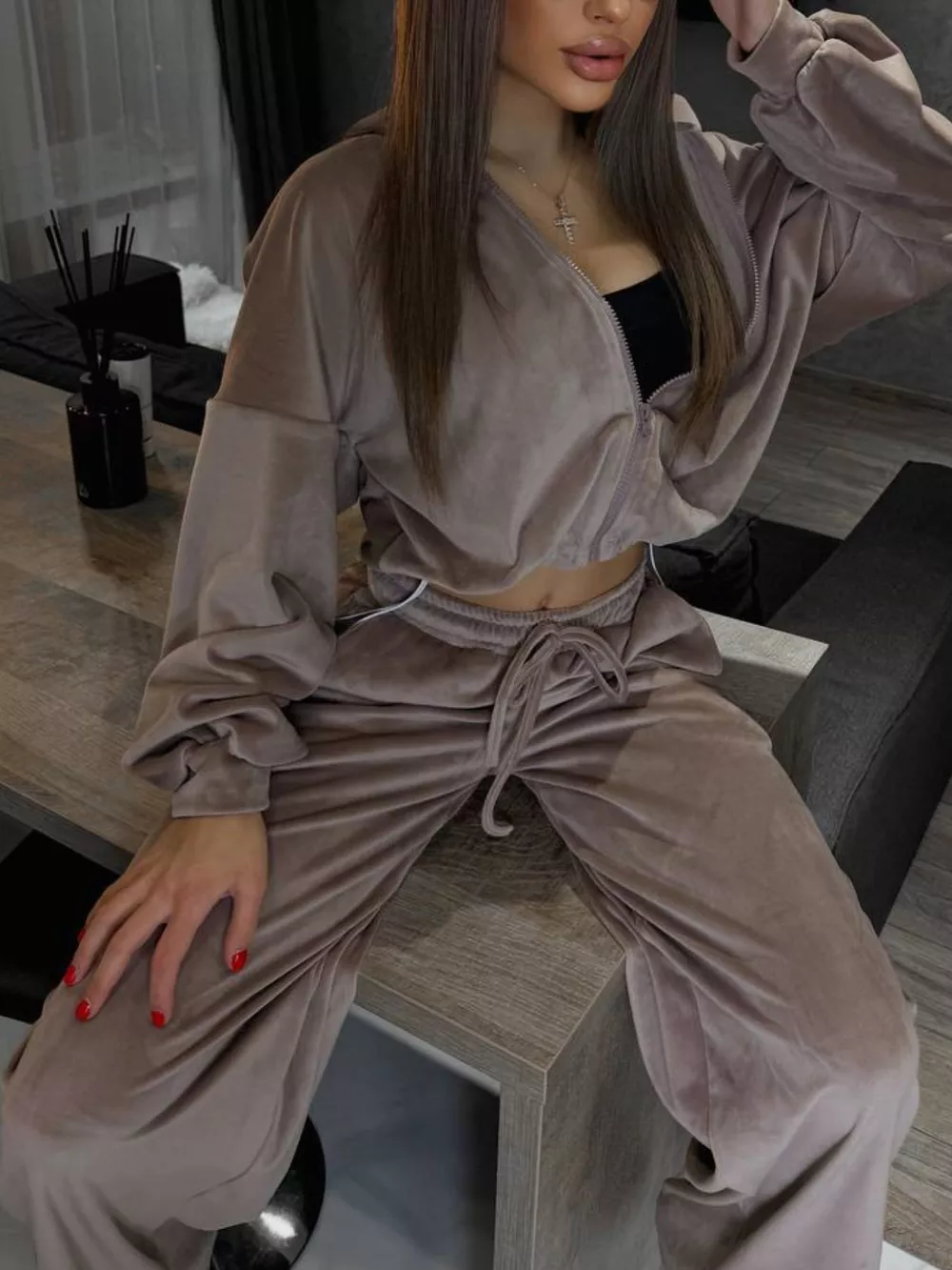 Zip Up Cropped Outerwear and Pants Set, image 26