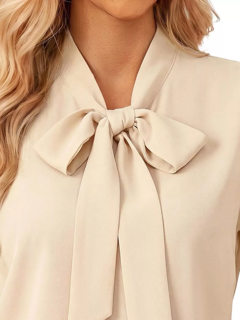 Bow-Tie Blouse with Sheer Chevron Long Sleeves, image 8