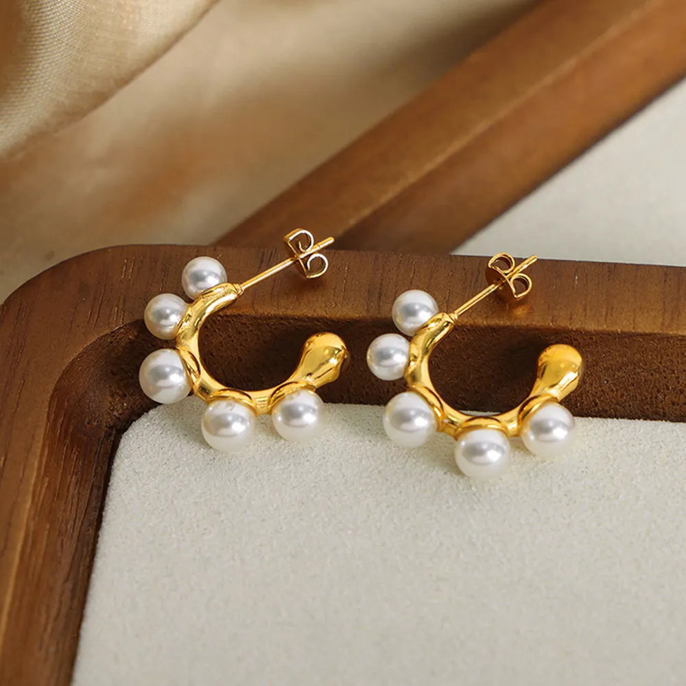 Synthetic Pearl 18K Gold-Plated Earrings, image 4