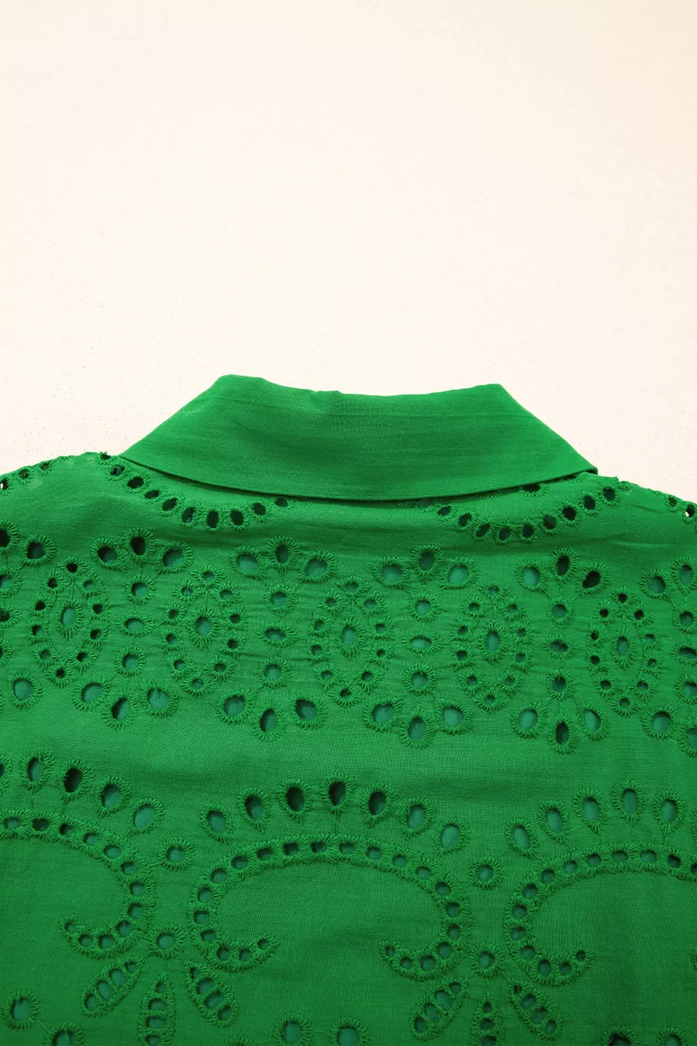 Eyelet Collared Neck Short Sleeve Dress, image 9