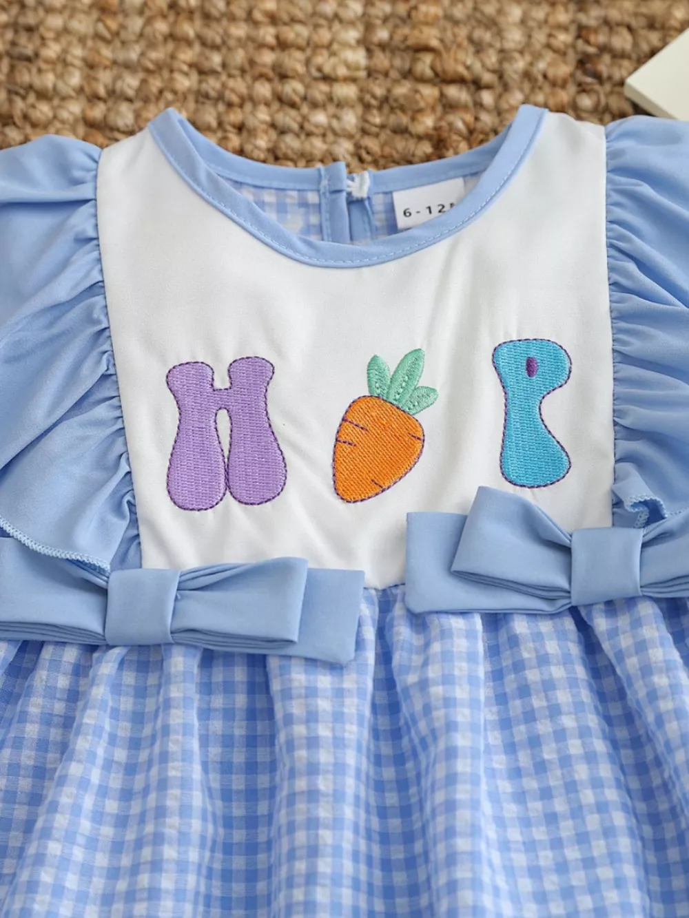Children's Carrot Embroidered Gingham Top and Pants Set, image 2