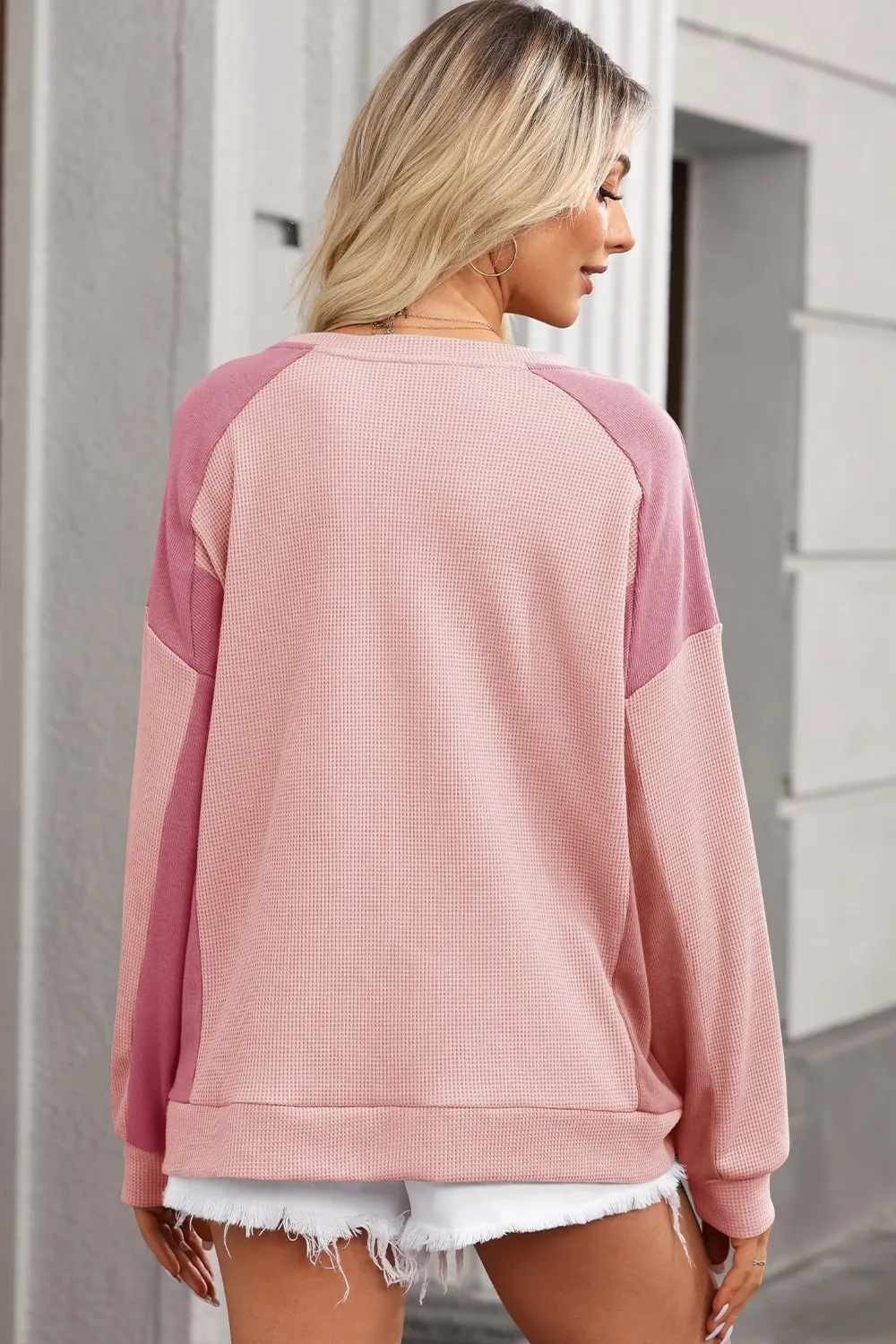 Contrast Round Neck Long Sleeve Sweatshirt, image 3