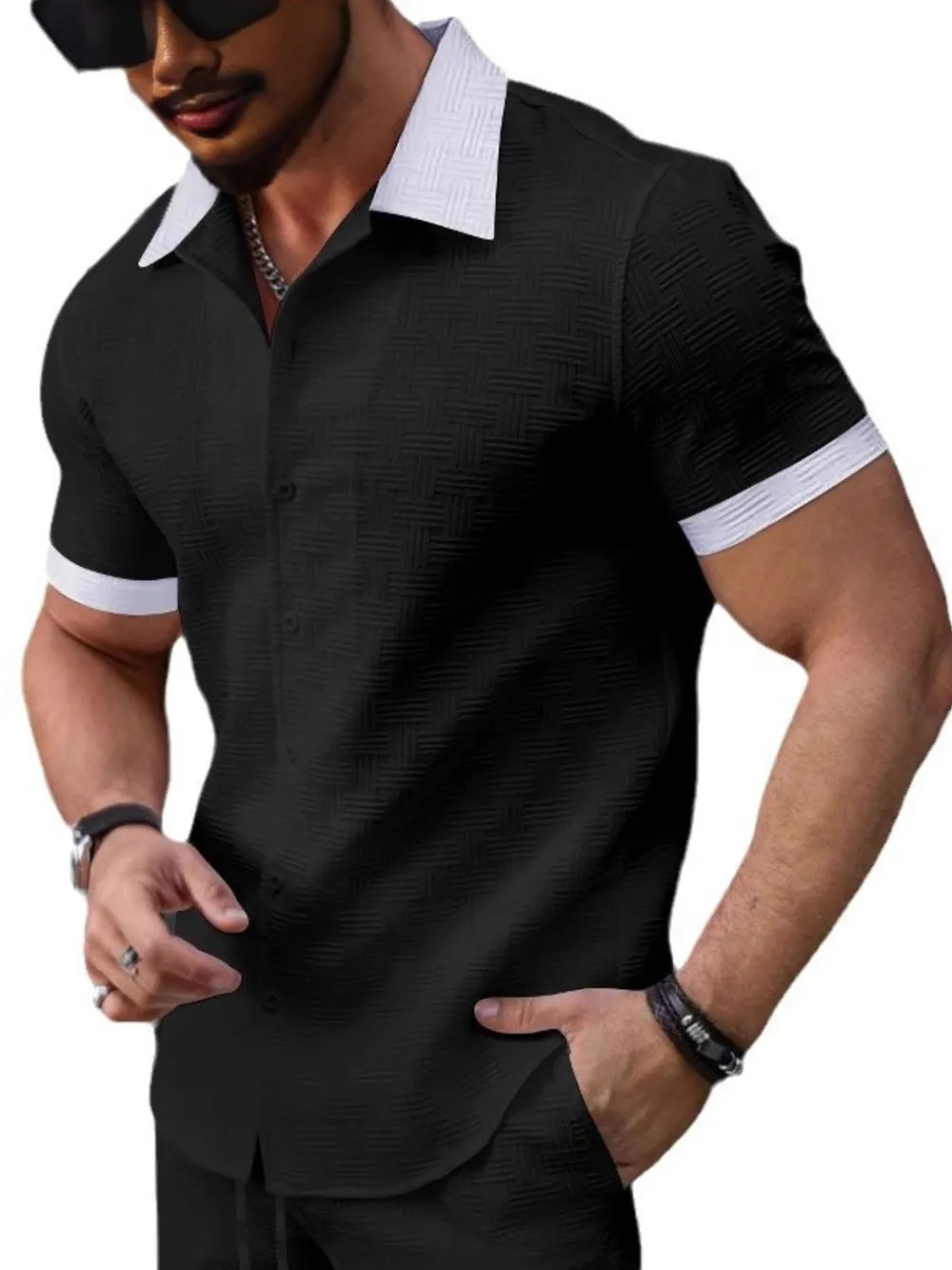 Men's Button Up Short Sleeve Shirt, image 6