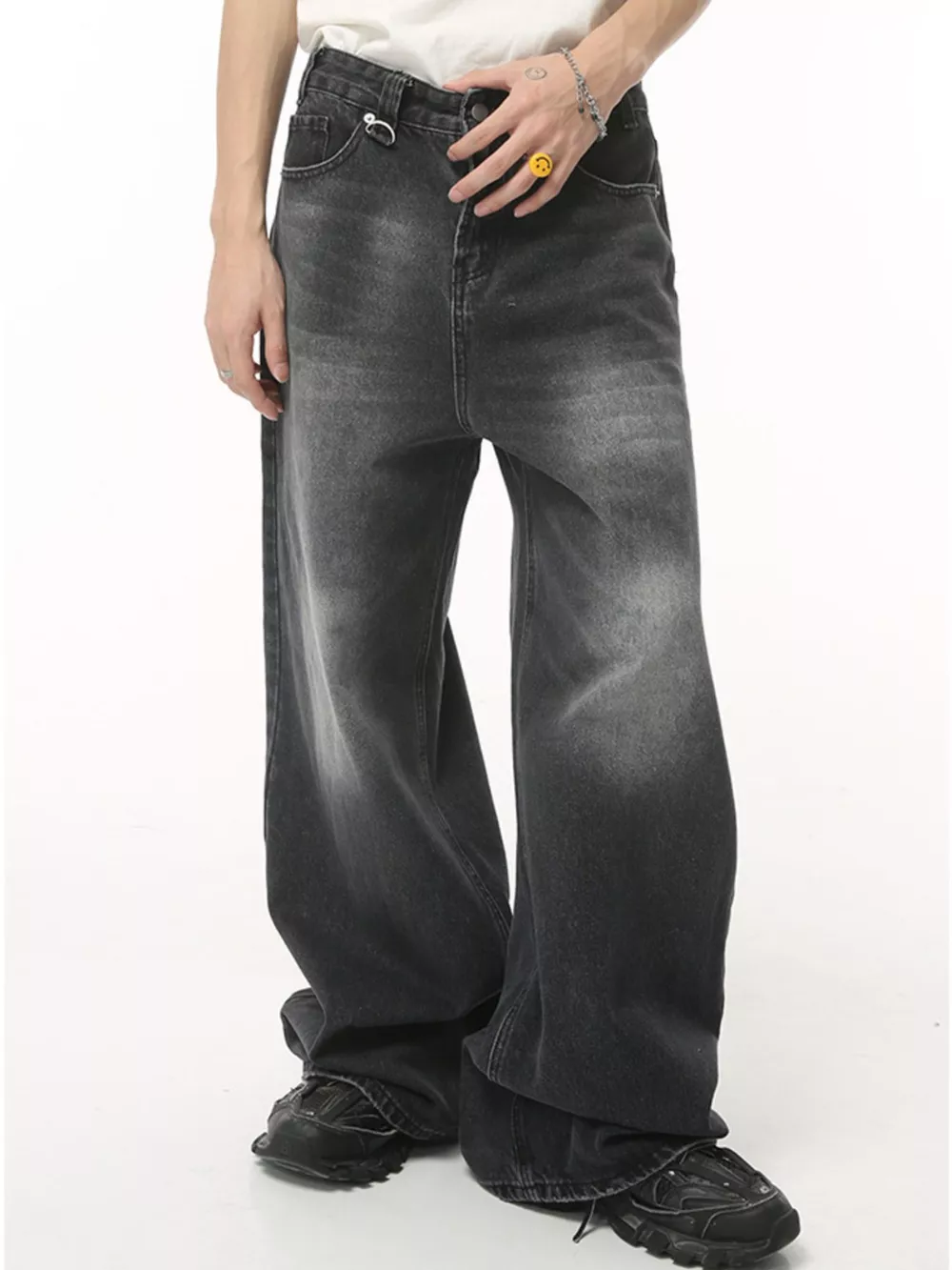 Men's Full Size Vintage Wash Wide Leg Jeans Plus Size, image 12