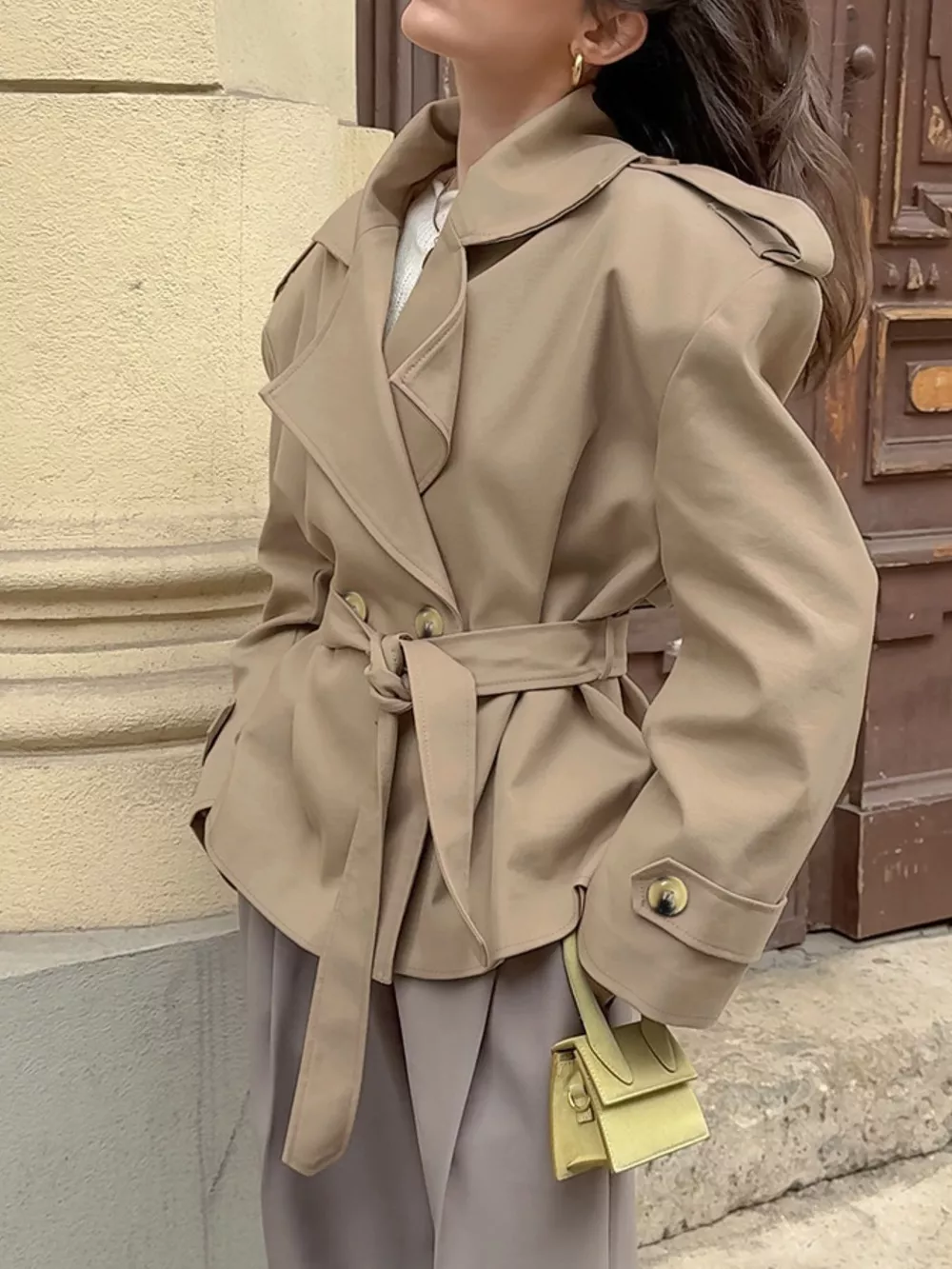 Chic Double-Breasted Belted Trench Coat, image 6