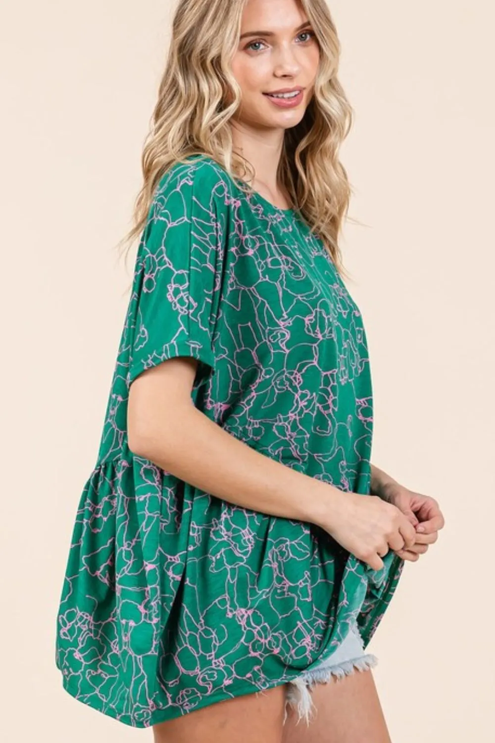 Abstract Print Round Neck Short Sleeve Top, image 5