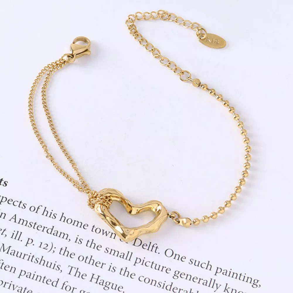 18K Gold-Plated Titanium Steel Heart Bracelet, image 6