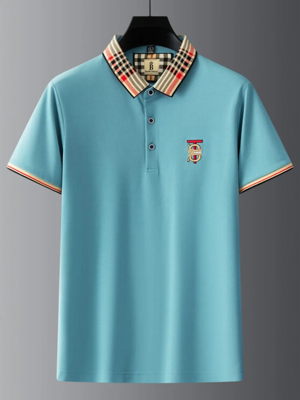 Men's Plus Size Classic Plaid Collar Casual Polo Shirt, image 3