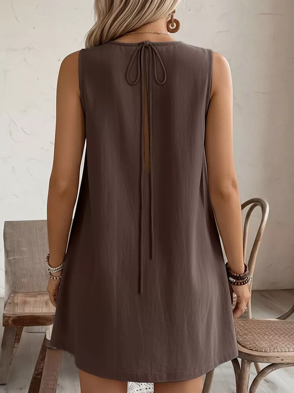 Frill Sleeveless Round Neck Dress, image 16