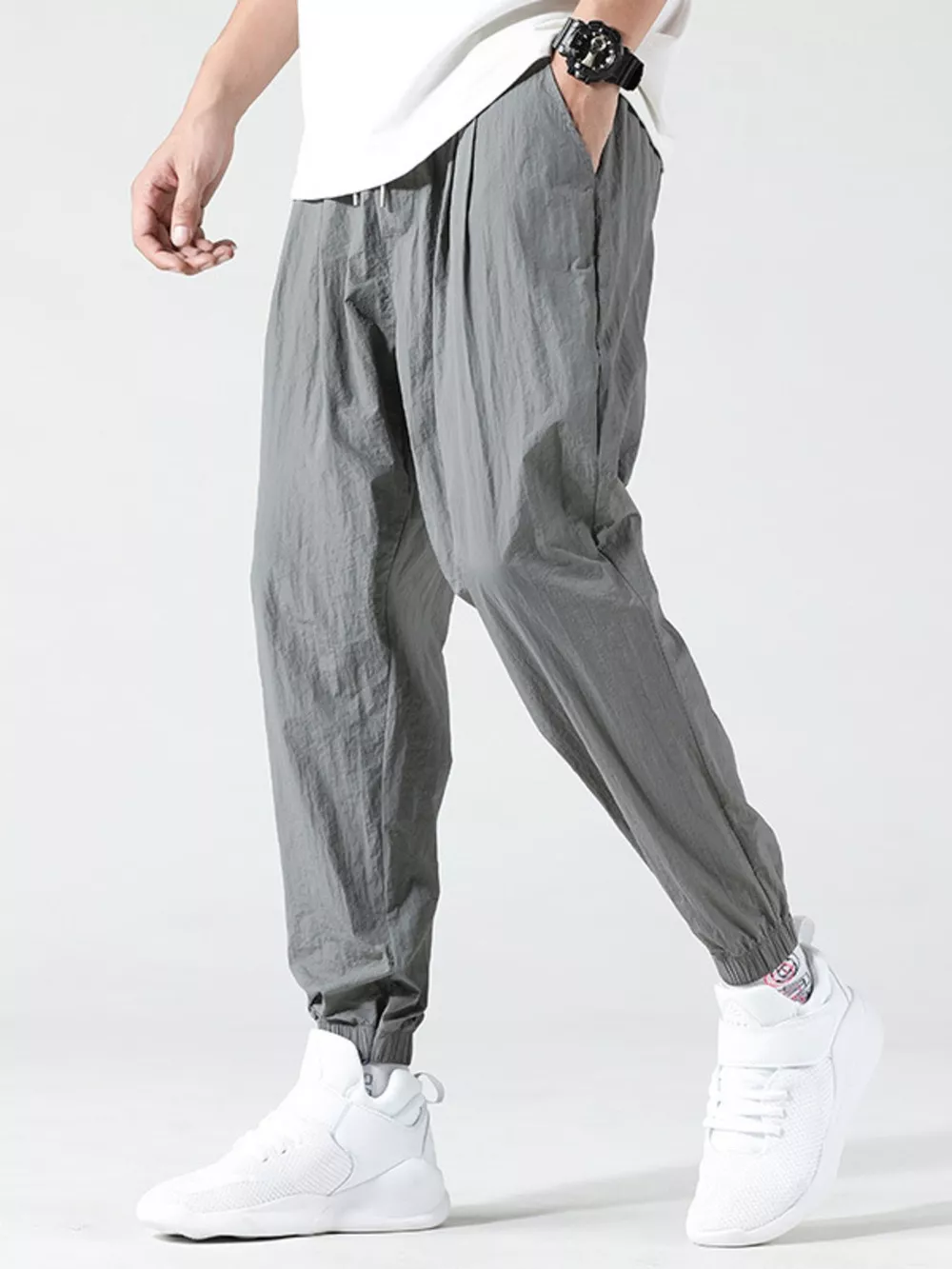 Men's Plus Size Drawstring Loose Fit Joggers, image 5
