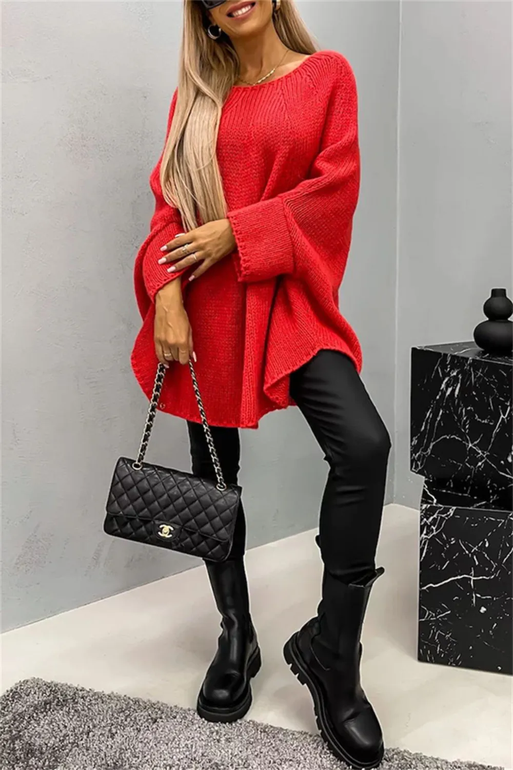 Round Neck Batwing Sleeve Sweater, image 27